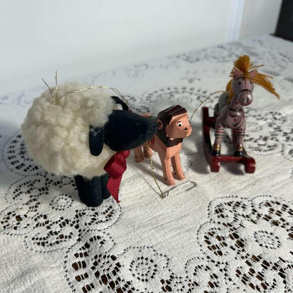 Vintage Lamb,  Lion & Rocking Horse Christmas ornaments - Picture 3 of 10